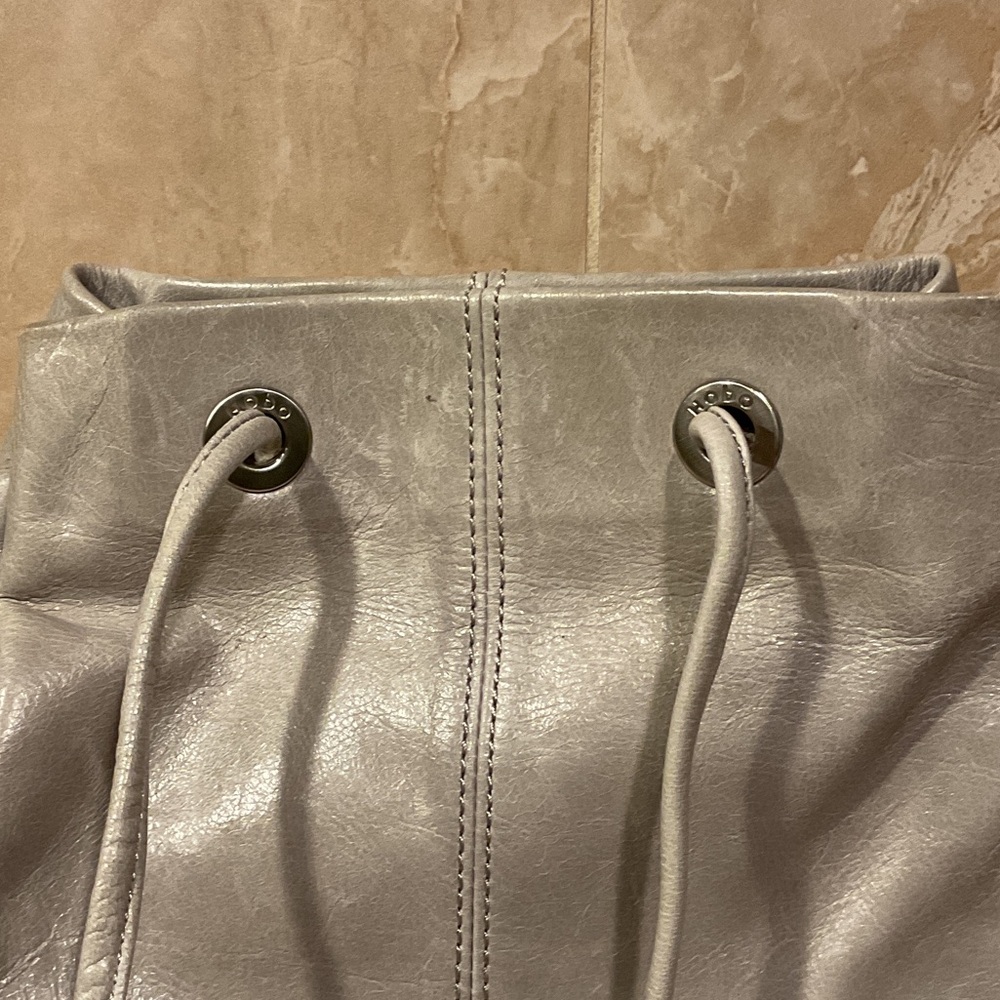Hobo Silver Light Gray Drawstring Backpack - image 3
